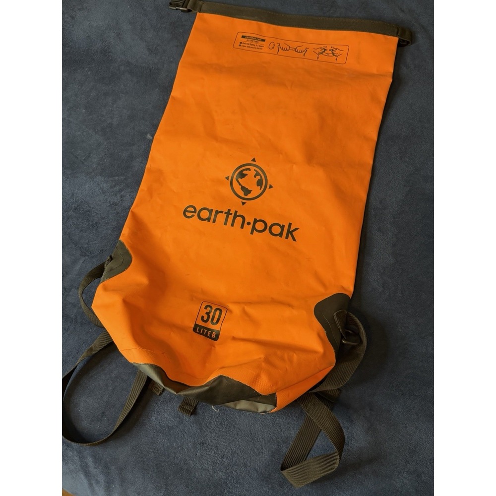 Earthpak 30L Waterproof Dry Backpack Orange XL Hiking Camping Bag